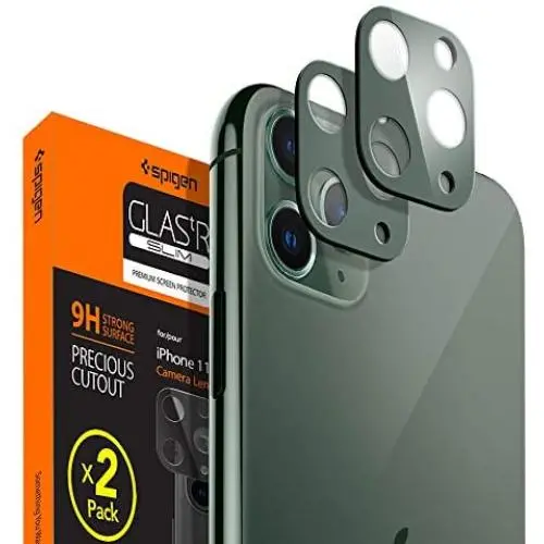Spigen Camera Lens Screen Protector [2 Pack] designed for Apple iPhone 11 Pro / iPhone 11 Pro Max - Midnight Green