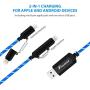 [Apple MFi Certified] Foxnovo Led iPhone Charger Cable, 2-in-1 Led Lightning Cable with 360° Flowing Light for iPhone 11/11 Pro/Max/XS/XR/X/8/8 Plus/7/7 Plus/6/6 Plus/5s/5s Plus/Android (Blue),3.3 ft