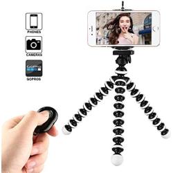 Phone Tripod, Portable Cell Phone Tripod Adjustable Tabletop Tripod Stand with Wireless Remote Flexible Tripod Compatible for iPhone 11 Pro Xs MAX XR X SE 8 7 6S Plus Samsung Android Phones Gopro