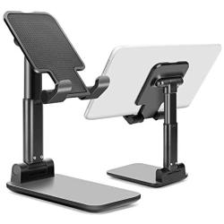 Desk Phone Stand,Height Increasing,Cell Phone Stand, Foldable Tablet Stand, Adjustable Phone Stand Desktop Phone Holder Cradle Dock Compatible with All Mobile Phones,Tablets (7-10") (Black)