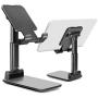 Desk Phone Stand,Height Increasing,Cell Phone Stand, Foldable Tablet Stand, Adjustable Phone Stand Desktop Phone Holder Cradle Dock Compatible with All Mobile Phones,Tablets (7-10") (Black)