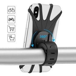 WASAGA Universal Bicycle Mobile Phone Holder Silicone Motorcycle Bike Handlebar Stand Mount for Cycling GPS/Map/Time/Music, Fit for iPhone 11 Pro Max/XS/XR/8/8 Plus, Samsung Galaxy S10/Note 10