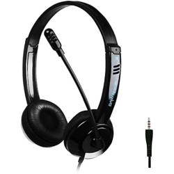 WYKsoku Head-Mounted Earphone, Stereo Headphone 3.5mm Wired Music Gaming Computer Mobile Phone Headset with Mic Black Double Plug