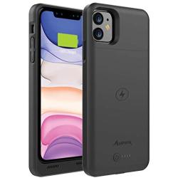 Alpatronix iPhone 11 Battery Case, 5000mAh Slim Portable Protective Extended Charger Cover with Qi Wireless Charging Compatible with iPhone 11 (6.1 inch) BXXI - (Black)