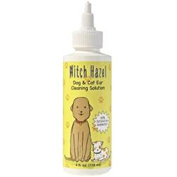 Immediate, Natural Relief with Witch Hazel Dog and Cat Ear Cleaner. Quickly Heals Pet Ear Infections in 3-5 Days. 4 oz. Easy, 1-Step Clea