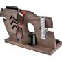 BarvA Wood Dock-ing Station Tray Cell-Phone Smart-Watch Holder Men Charging Accessory Night-Stand Father Mobile Base Gadget Organizer Dresser Wallet Storage Adult Anniversary Birth-day Graduation Gift