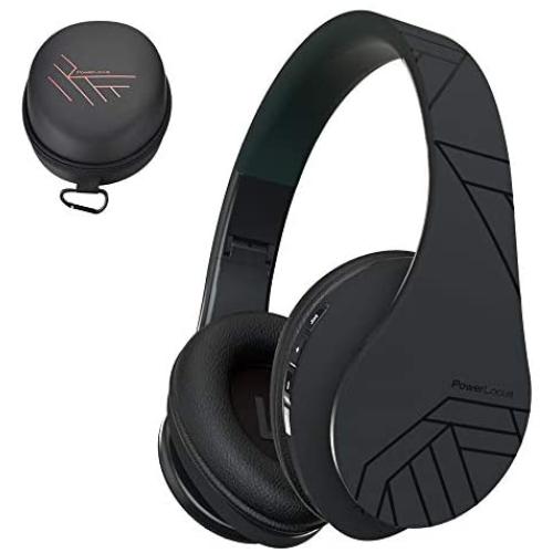 PowerLocus Bluetooth Over-Ear Headphones, Wireless Stereo Foldable Headphones Wireless and Wired Headsets with Built-in Mic, Micro SD/TF, FM for iPhone/Samsung/iPad/PC (Black)