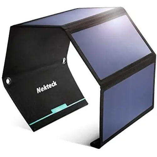 Nekteck 28W Portable Solar Panel Charger, Waterproof Camping Gear Solar Powered Charger with 2 USB Port for iPhone X/8 Plus, Samsung Galaxy s9/s8,iPad, Tablet and Any USB Devices Nekteck 28W Portable Solar Panel Charger, Waterproof Camping Gear Solar Powered Charger with 2 USB Port for iPhone X/8 Plus, Samsung Galaxy s9/s8,iPad, Tablet and Any USB Devices