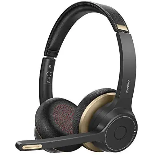 Mpow Bluetooth Headset V5.0 with Dual Microphone, Wireless PC Headphones,CVC8.0 Noise Canceling, On Ear for Computer,Cell Phone, Call Center, Office, Skype, 22 H Talk Time,Soft Earpad (Wired Optional)