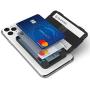 Sinjimoru Cell Phone Card Holder Wallet Case for Back of Phone, Secure Silicone Phone Stand Card Zip Band Grip, Black with Clementine Band