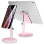 Adjustable Tablet/Phone Stand,AICase Telescopic Adjustable iPad Stand Holder,Universal Multi Angle Aluminum Stand Compatible with Smart Cell Phone/Tablet/iPad(4-13 inch), Rose Gold