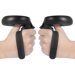 HIJIAO Hand Grip Straps Accessories for Oculus Quest, Rift S VR Gaming Headset Controller(Black (1 Pair))