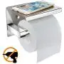 Toilet Roll Holder without Drilling,Esonstyle Self-Adhesive Stainless Steel Toilet Paper Holder Toilet Roll Holder Toilet Paper Roll Holder Wall Mount Toilet Roll Holder with Storage (silver, SUS304)