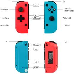 Winkeyes Nintendo Switch Joy-Con Controller Mini Switch Controller Joy Con (L/R) Wireless Pro Game Controller Gamepad Joypad Joystick Compatible with Nintendo Switch, Blue&Red