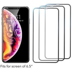 Glass Screen Protector Designed for Apple iPhone 11 Pro Max, iPhone XS Max (6.5" 2018) Full Protection Durable Tempered Glass Super Explosion-proof No Bubble 3D Touch, Anti Fingerprint, Black --Pack of 3