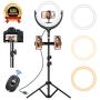 12Selfie Ring Light with 68.8Tripod Stand - Led Ring Light 3 Modes 10 Brightness, Selfie Light with 3 Phone Holder for Photography/Vlogging/Live Streaming Compatible with Phone& Camera