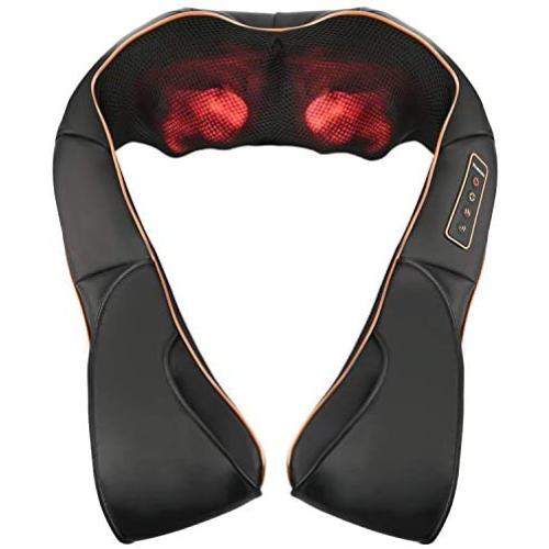 Shiatsu Back Neck and Shoulder Massager with Heat - Electric Massage Pillow with 3D Deep Tissue Kneading for Lower Back, Feet, Legs Muscle Pain Relief - Home, Office, and Car Use