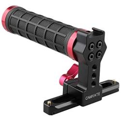 CAMVATE Quick Release Rubber Grip Top Handle with NATO Rail for Blackmagic Pocket Cinema Camera (Red)