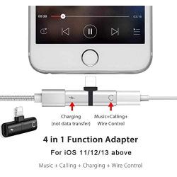 [Apple MFi Certified] 2 in 1 Dual Lightning iPhone Adapter & Splitter, Adapter Dual Converter Cable Headphone Music+Charge+Call+Volume Control Compatible for iPhone 11/11 Pro/XS/XR/X 8/7, iPad-iOS 13