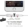 [Apple MFi Certified] 2 in 1 Dual Lightning iPhone Adapter & Splitter, Adapter Dual Converter Cable Headphone Music+Charge+Call+Volume Control Compatible for iPhone 11/11 Pro/XS/XR/X 8/7, iPad-iOS 13