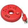 USB Power Strip, NTONPOWER Desktop Charging Station with 3 Outlets 3 USB Short Wrapped Extension Cord 15 inch for Travel, Cruise Ships, Office, Nightstand - Red