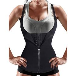 Nebility Women Waist Trainer Corset Zipper Vest Body Shaper Cincher Tank Top with Adjustable Straps