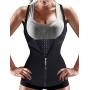 Nebility Women Waist Trainer Corset Zipper Vest Body Shaper Cincher Tank Top with Adjustable Straps