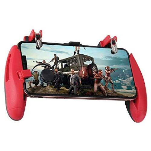 Mobile Game Controller, Mobile Gaming Trigger(4-in-1) for PUBG/Fortnite/Rules of Survival Gaming Grip and Gaming Joysticks for 4.5-6.5inch Android iOS Phone-red