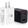 QC 3.0 Wall Charger, Pofesun 2-Pack 30W QC 3.0 Fast Charger Dual Ports Adaptive Fast Charging Power Adapter Compatible with Wireless Charger iPhone,iPad,Samsung Galaxy,Tablet-Black,White
