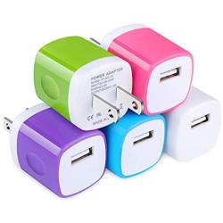 USB Wall Charger,TePoo 5 Pack Single Port 1A/5V Charging Block Power Adapter Plug Compatible with iPhone Xs Max/XR/X/8/7/6S/5,Samsung Galaxy S10e/S9/S8 Plus/Note 9 8,LG G8 G7,Moto,Pixel,Nexus,Android