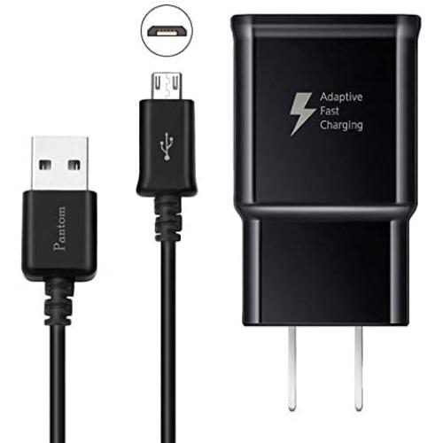 Adaptive Fast Charging Wall Charger with 5-Feet/1.5 Meter Micro USB Cable Kit Set Compatible with Samsung Galaxy S7 / S7 Edge / S6 / S6 Edge / A6 / J7 / J3 / Note 5 [Black]