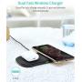 CHOETECH Dual Wireless Charger, 5 Coils Qi Certified Fast Wireless Charging Pad Compatible with iPhone SE 2020/11/11 Pro/11 Pro Max/XS Max/X, Galaxy S20+/S10/Note 10, AirPods Pro(Adapter Included)