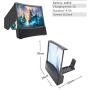 10 Phone Screen Magnifier 3D Curved Screen Amplifier with 2 Speakers, Phone Projector with Foldable Holder Stand and Light Shield Bluetooth 5.0 Speaker for iPhone Accessorie and All Smart Phone