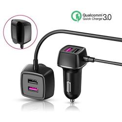 4 Port USB Car Charger Adapter 10.8A/60W Fast USB Car Charger Mini Flush Fit Car Adapter Compatible with iPhone XS/XR/X/8/7/6/Plus, iPad Pro/Air 2/Mini, Android System