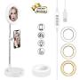 Velouer Selfie Ring Light with Makeup Mirror, with Stand and Mobile Phone Stand, for Live Broadcast/Makeup/YouTube Video/Photography, Compatible with iPhone Android