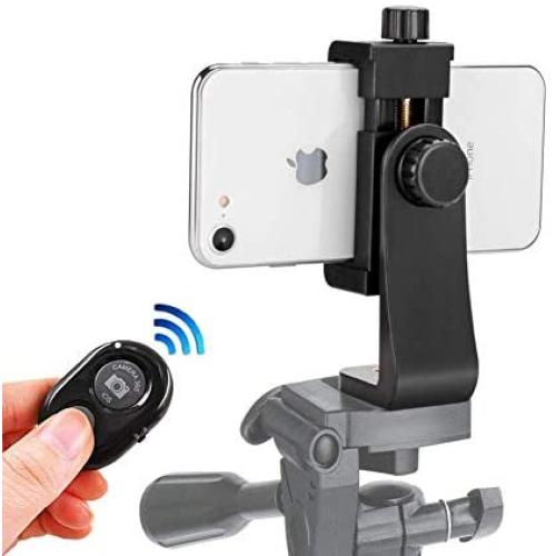 Phone Tripod Mount for iPhone with Remote 360° Rotation Smartphone Holder Phone Adapter Clip Compatible with iPhone 11 Pro Xs Max XR X 8 7 6 6s Plus Samsung Nexus