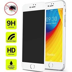 iPhone 8 Plus 7 Plus Anti Spy Screen Protector Tempered Glass, Benks Privacy Protective Film with Unbreakable Soft Frame and 0.23mm 3D Curve Edge Full Coverage (White for Apple iPhone8 Plus, 5.5-Inch)