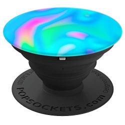 Teal Purple Blue Abstract Psychedelic Waves Gift Girls Women PopSockets Grip and Stand for Phones and Tablets