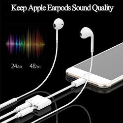 [Apple MFi Certified] iPhone Headphone Adapter,2 in 1 Dual Lightning Headphone Jack Audio + Charge Cable Compatible for iPhone 11/11 Pro/XS/XR/X 8 7,iPad,Sync Data + Music Control,Support iOS 13