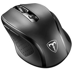 VicTsing MM057 2.4G Wireless Portable Mobile Mouse Optical Mice with USB Receiver, 5 Adjustable DPI Levels, 6 Buttons for Notebook, PC, Laptop, Computer - Black