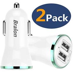 USB Car Charger[2-Pack],Bralon 12W/2.4A Smart Dual USB Car Charger Adapter Compatible with iPhone 11 Pro Xs Max Xr X 8 7 6 SE Plus,Ipad Tablet,Galaxy Note S10 S9 S8 S7 S6 Edge,LG and More