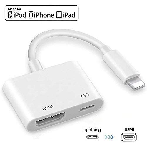 [Apple MFi Certified] Lightning to HDMI, 4K HDMI Video Sync Screen Lightning to Digital Audio AV Converter with Charging Port Compatible for iPhone, iPad, iPod on HDTV/Projector/Monitor[Must be Power]