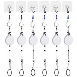 KIWI design 6 Packs Retracable VR Cable Management | Ceiling Suspension System Compitable with Vive/Vive Pro Virtual Reality/Oculus Rift/Playstation VR/Microsoft MR VR Accessories (White)