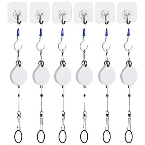 KIWI design 6 Packs Retracable VR Cable Management | Ceiling Suspension System Compitable with Vive/Vive Pro Virtual Reality/Oculus Rift/Playstation VR/Microsoft MR VR Accessories (White)