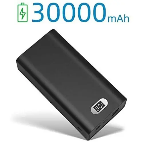 Portable Charger 30000mAh Power Bank External Battery Pack with LCD Digital Display Triple Intput and Dual Output Ports Compatible with All Smart Cell Phone, iPad and More (30000mah) Portable Charger 30000mAh Power Bank External Battery Pack with LCD Digital Display Triple Intput and Dual Output Ports Compatible with All Smart Cell Phone, iPad and More (30000mah)
