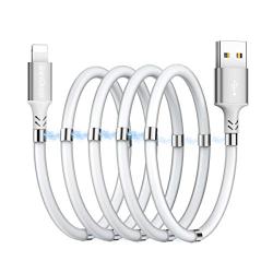 Magnetic Phone Charging Cable, (0.9M/3FT) USB Fast Charging Cord Storage Retractable Charging Wire Portable Magnetic Nano Data Cable with 360 Degree Coiling Magnets Compatible with i-Devices
