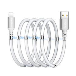 Magnetic Phone Charging Cable, (0.9M/3FT) USB Fast Charging Cord Storage Retractable Charging Wire Portable Magnetic Nano Data Cable with 360 Degree Coiling Magnets Compatible with i-Devices