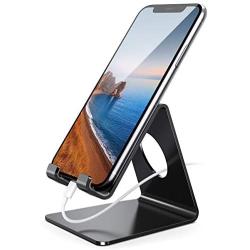 Lamicall Cell Phone Stand, Phone Dock: Cradle, Holder, Stand for Office Desk, Compatible with iPhone 11 Pro Xs Xs Max Xr X 8 7 6 6s Plus, All Android Smartphones Charging - Black (Non-Adjustable)