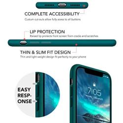 OuXul Case for iPhone X/iPhone Xs 5.8 inch Liquid Silicone Gel Rubber Phone Case, Full Body Slim Soft Microfiber Lining Cushion Shockproof Protective Case (Blackish Green)