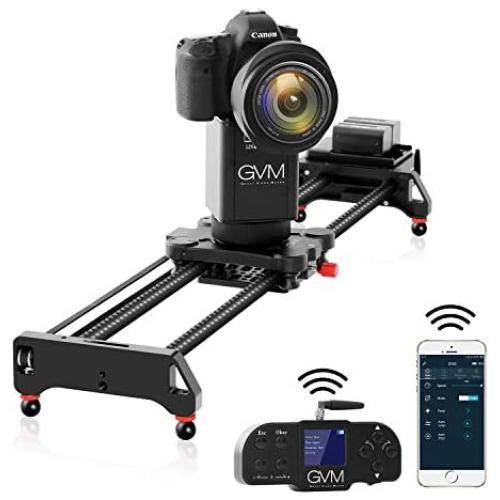 GVM Camera Slider, 31" 2-Axis Carbon Fiber Motorized Slider Track Dolly Rail with APP Control and Wireless Controller, 360 Degree Panoramic Shooting and Time-Lapse Photography for Most DSLR Cameras